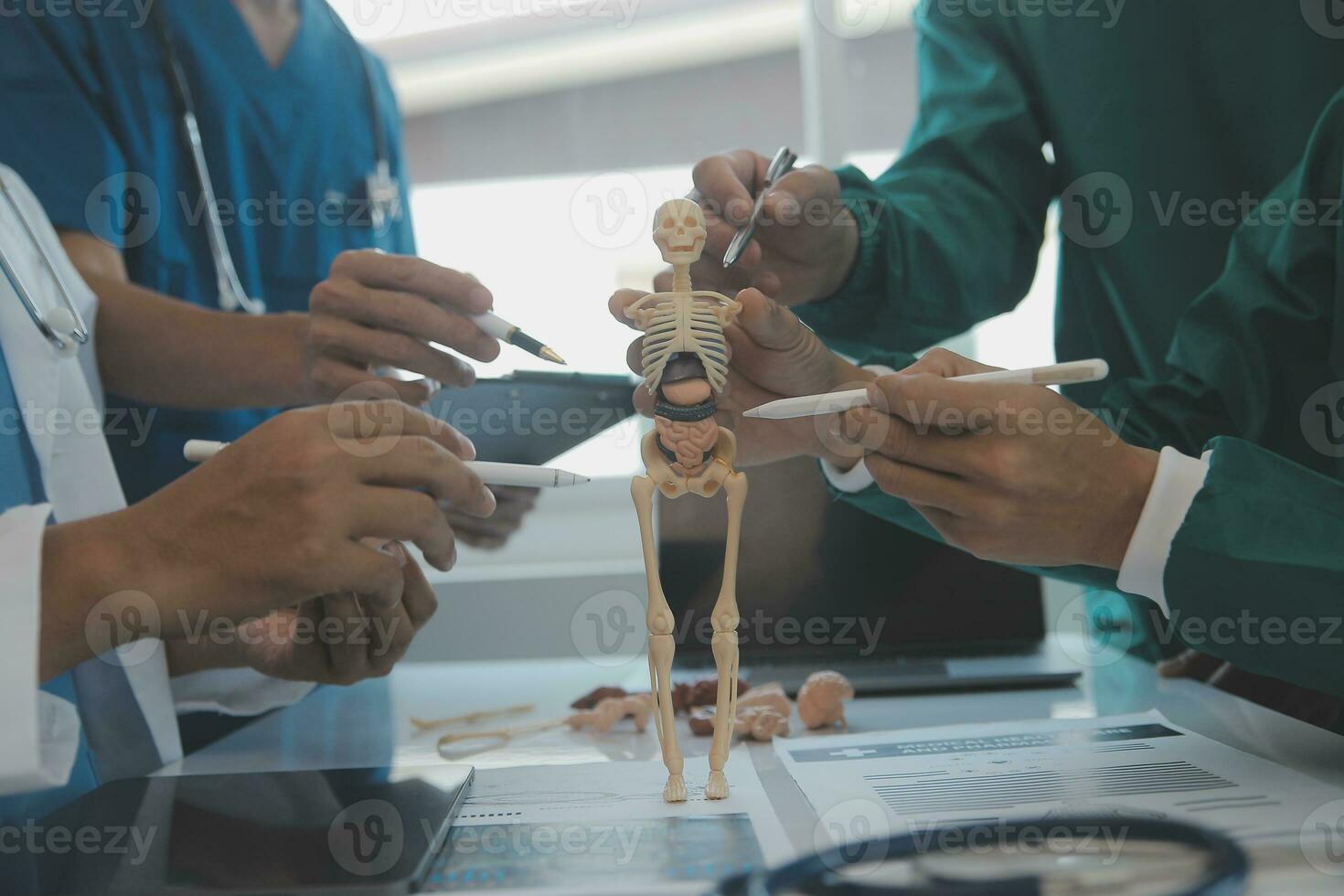 international team of professional doctors having a meeting in conference room at the modern hospital. Healthcare and medical development concept. photo
