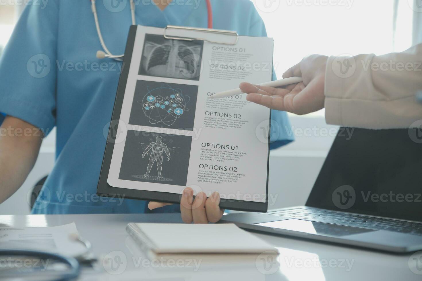 international team of professional doctors having a meeting in conference room at the modern hospital. Healthcare and medical development concept. photo