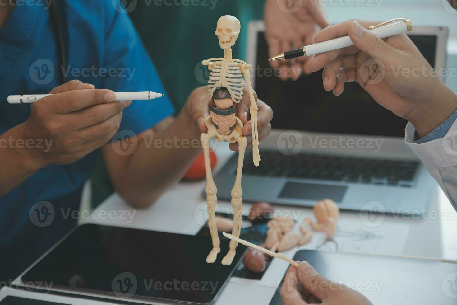 international team of professional doctors having a meeting in conference room at the modern hospital. Healthcare and medical development concept. photo