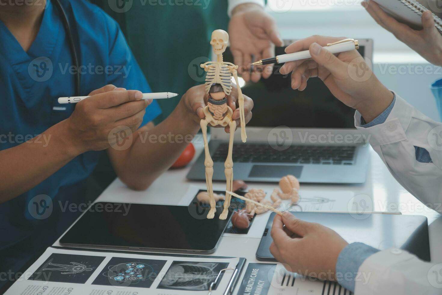 international team of professional doctors having a meeting in conference room at the modern hospital. Healthcare and medical development concept. photo