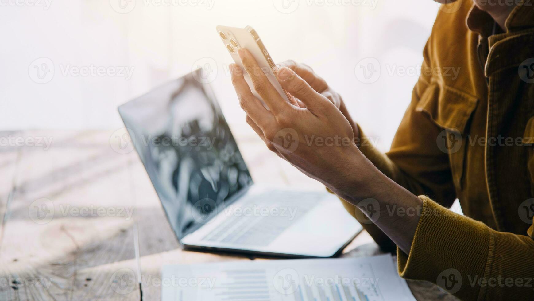 Business Man Financial Inspector and Secretary Making Report, Calculating or Checking Balance. Internal Revenue Service Inspector Checking Document Audit Concept photo