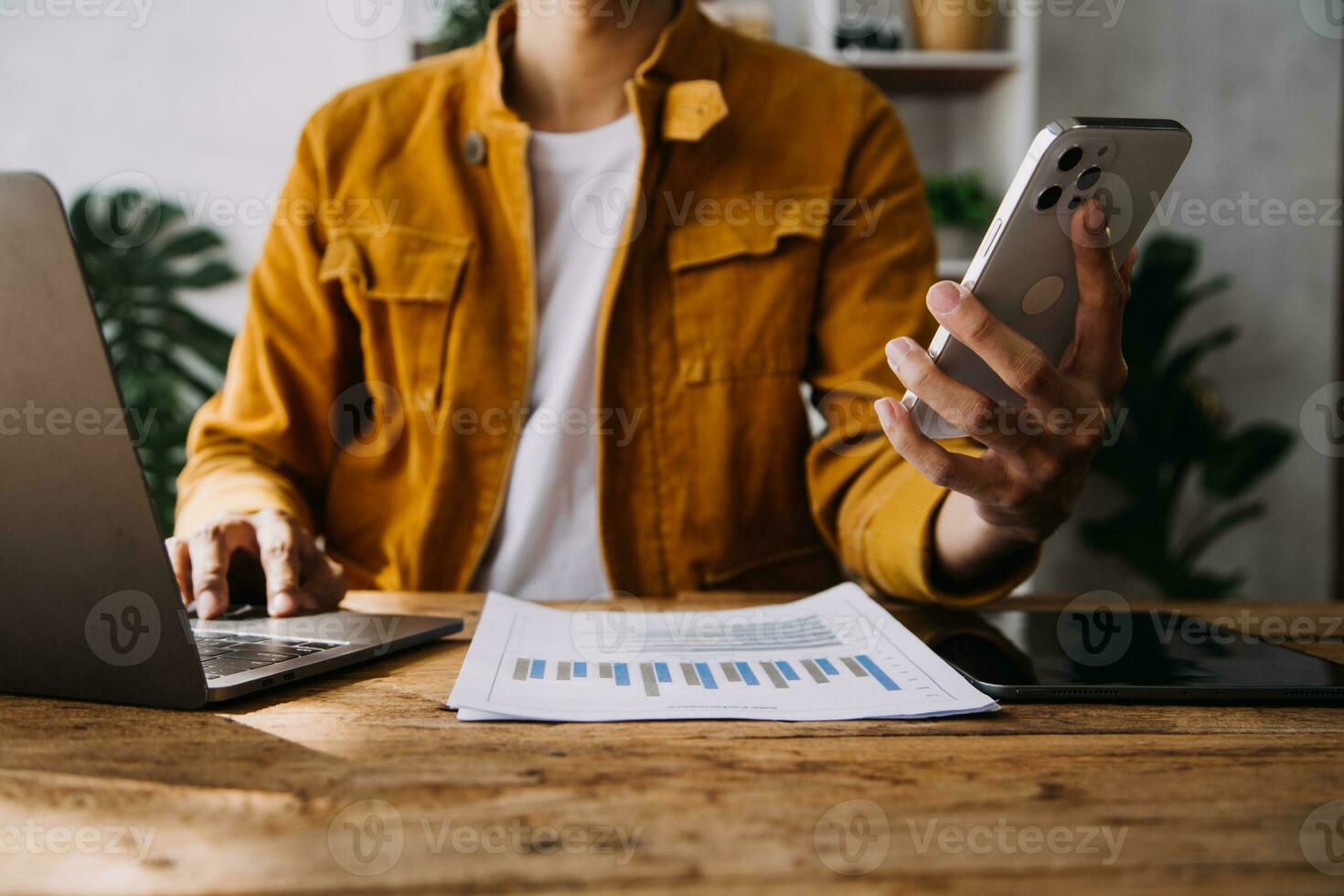 Business Man Financial Inspector and Secretary Making Report, Calculating or Checking Balance. Internal Revenue Service Inspector Checking Document Audit Concept photo