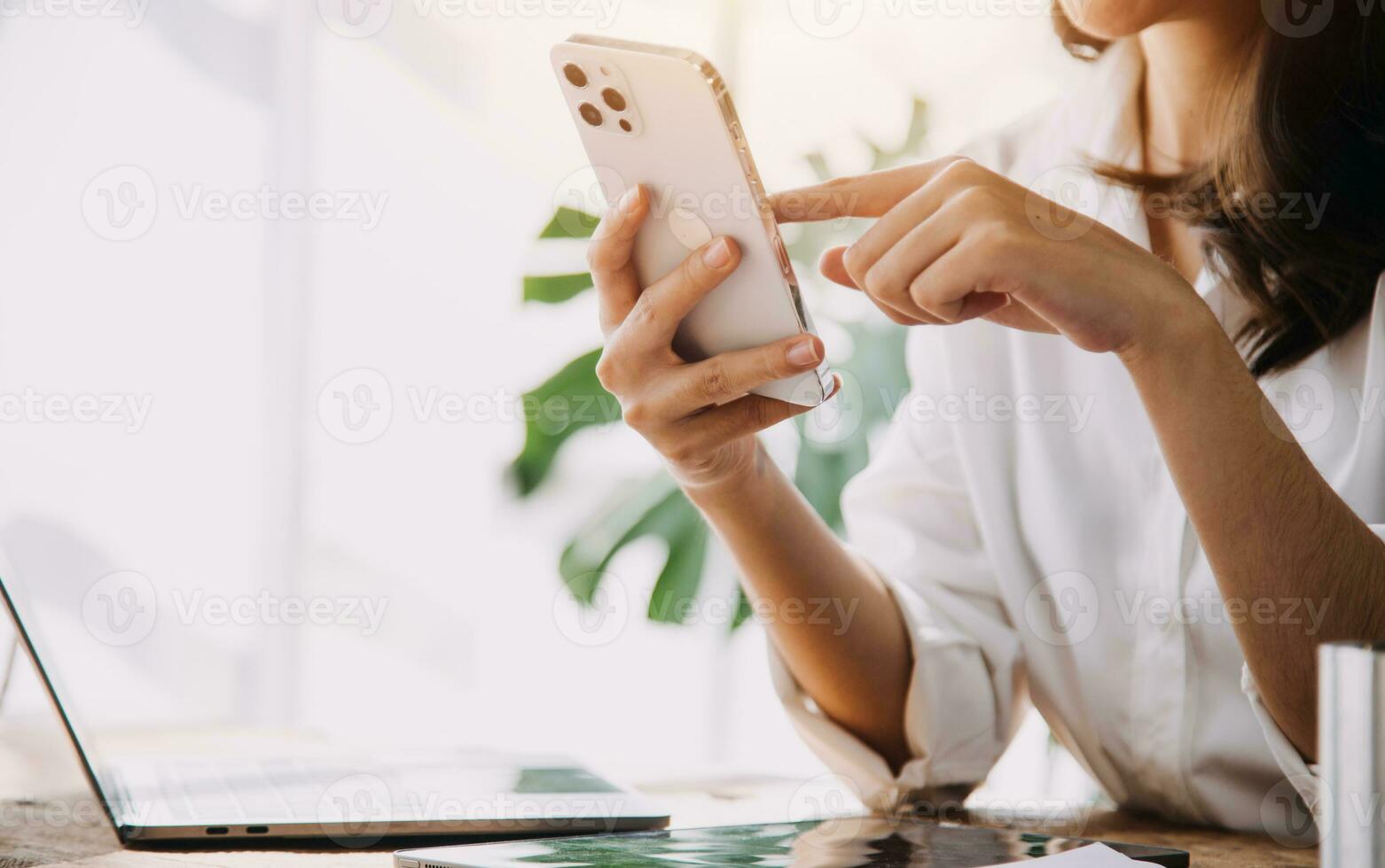 Business Man Financial Inspector and Secretary Making Report, Calculating or Checking Balance. Internal Revenue Service Inspector Checking Document Audit Concept photo