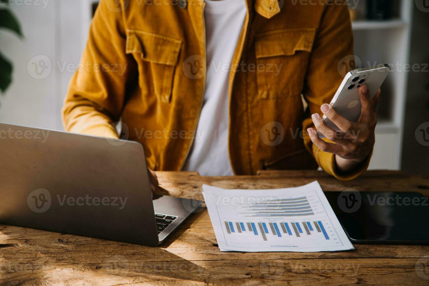 Business Man Financial Inspector and Secretary Making Report, Calculating or Checking Balance. Internal Revenue Service Inspector Checking Document Audit Concept photo