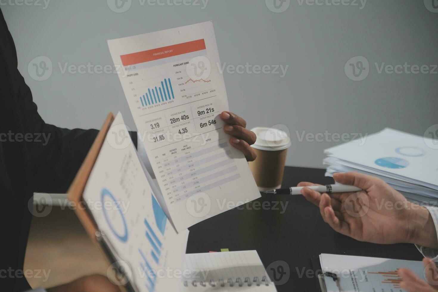 Team of business people working together in the meeting room office, teamwork background charts and graphs banner, double exposure successful teamwork,business planning concept. photo