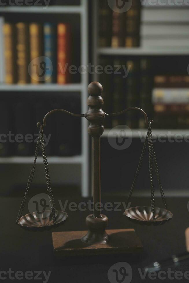 Customer service good cooperation, Consultation between a Businessman and Male lawyer or judge consult having team meeting with client, Law and Legal services concept. photo