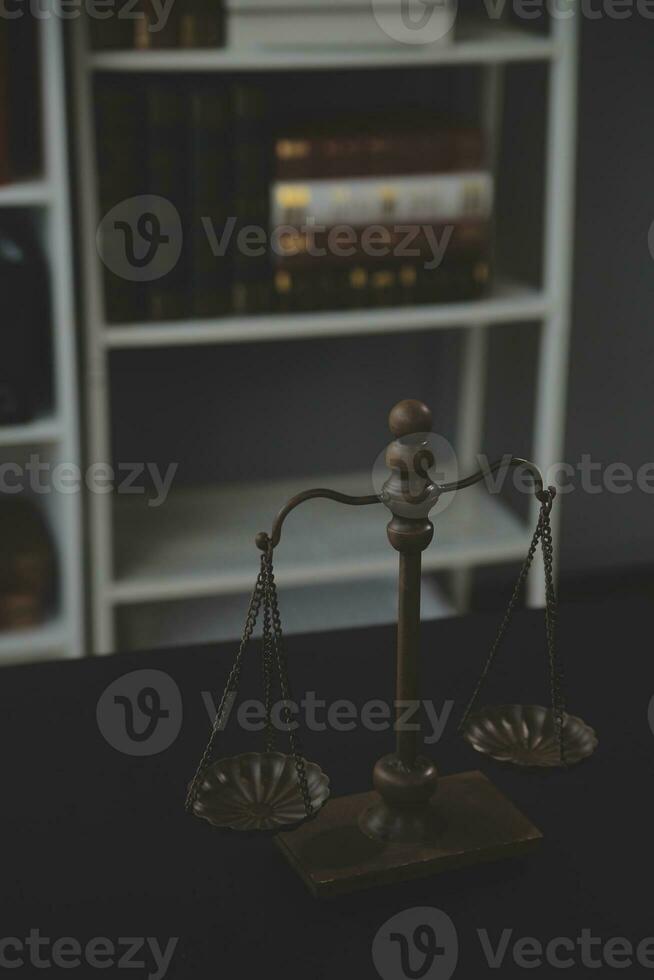Customer service good cooperation, Consultation between a Businessman and Male lawyer or judge consult having team meeting with client, Law and Legal services concept. photo