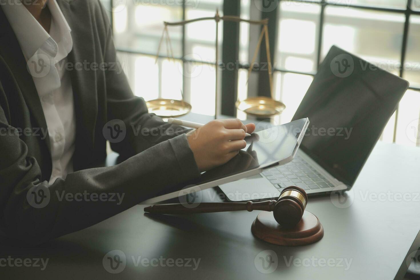 Customer service good cooperation, Consultation between a Businessman and Male lawyer or judge consult having team meeting with client, Law and Legal services concept. photo