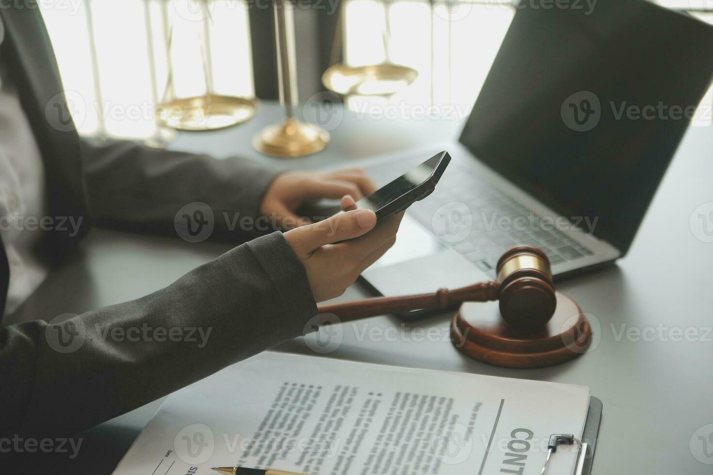 Customer service good cooperation, Consultation between a Businessman and Male lawyer or judge consult having team meeting with client, Law and Legal services concept. photo