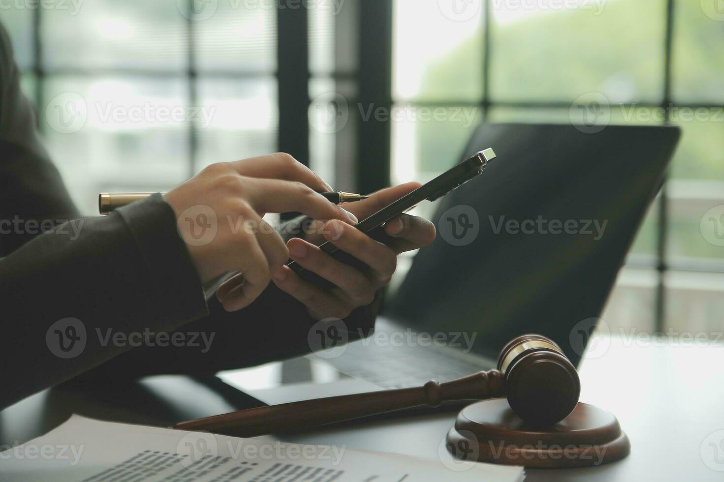 Customer service good cooperation, Consultation between a Businessman and Male lawyer or judge consult having team meeting with client, Law and Legal services concept. photo