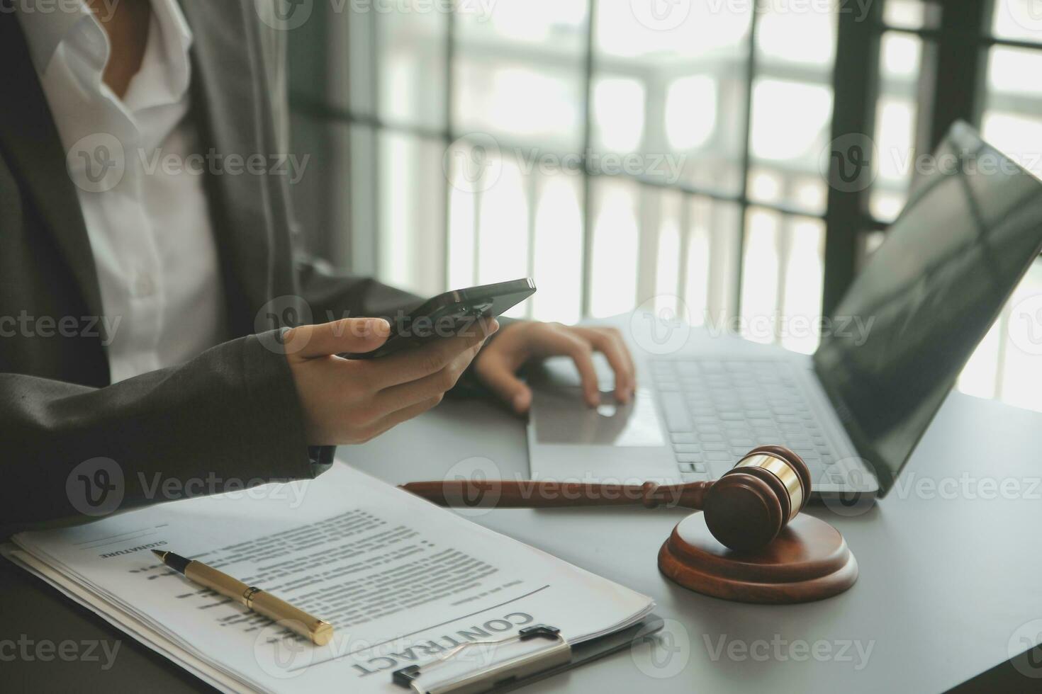 Customer service good cooperation, Consultation between a Businessman and Male lawyer or judge consult having team meeting with client, Law and Legal services concept. photo