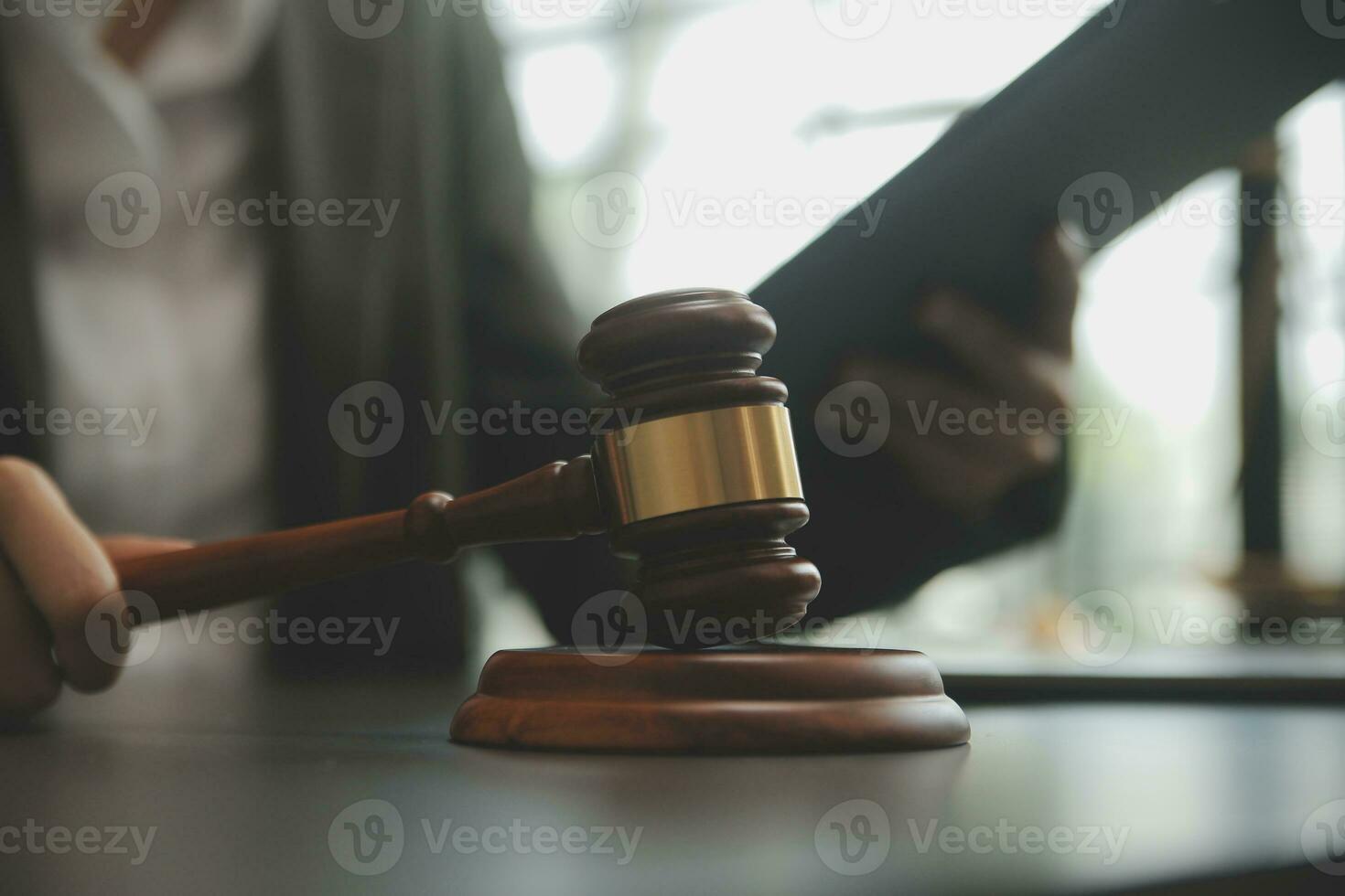 Customer service good cooperation, Consultation between a Businessman and Male lawyer or judge consult having team meeting with client, Law and Legal services concept. photo
