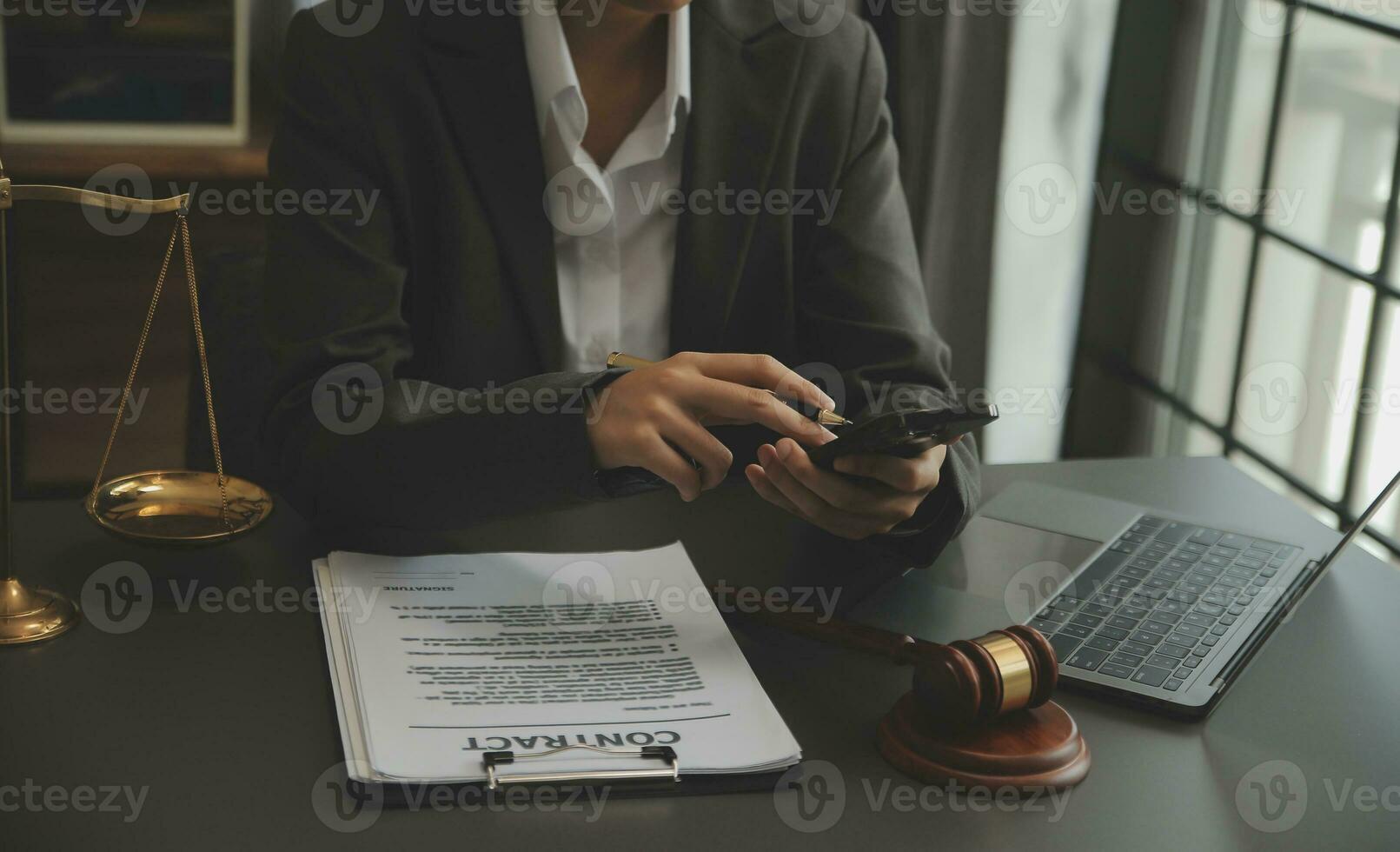 Customer service good cooperation, Consultation between a Businessman and Male lawyer or judge consult having team meeting with client, Law and Legal services concept. photo