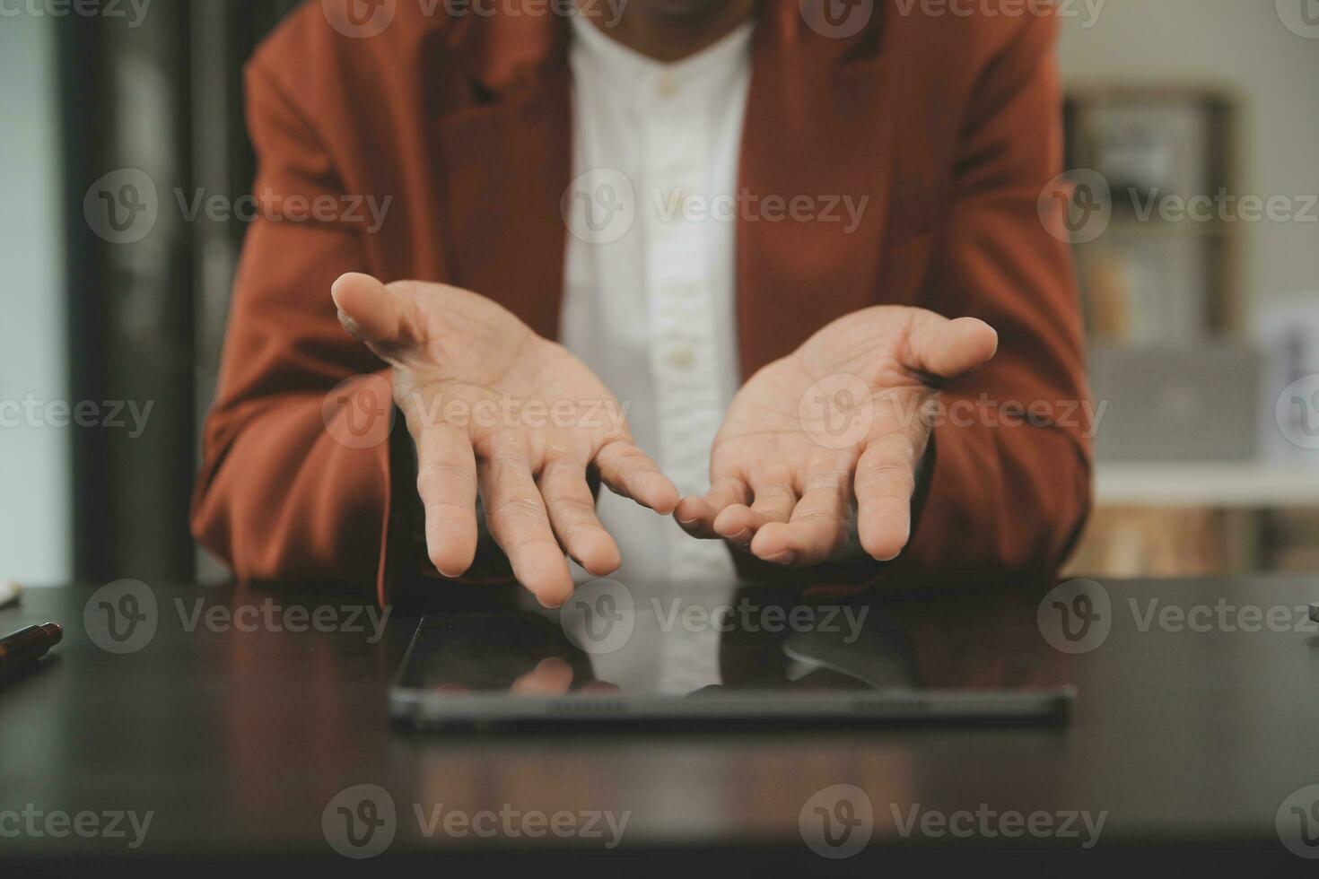 Team of business people working together in the meeting room office, teamwork background charts and graphs banner, double exposure successful teamwork,business planning concept. photo