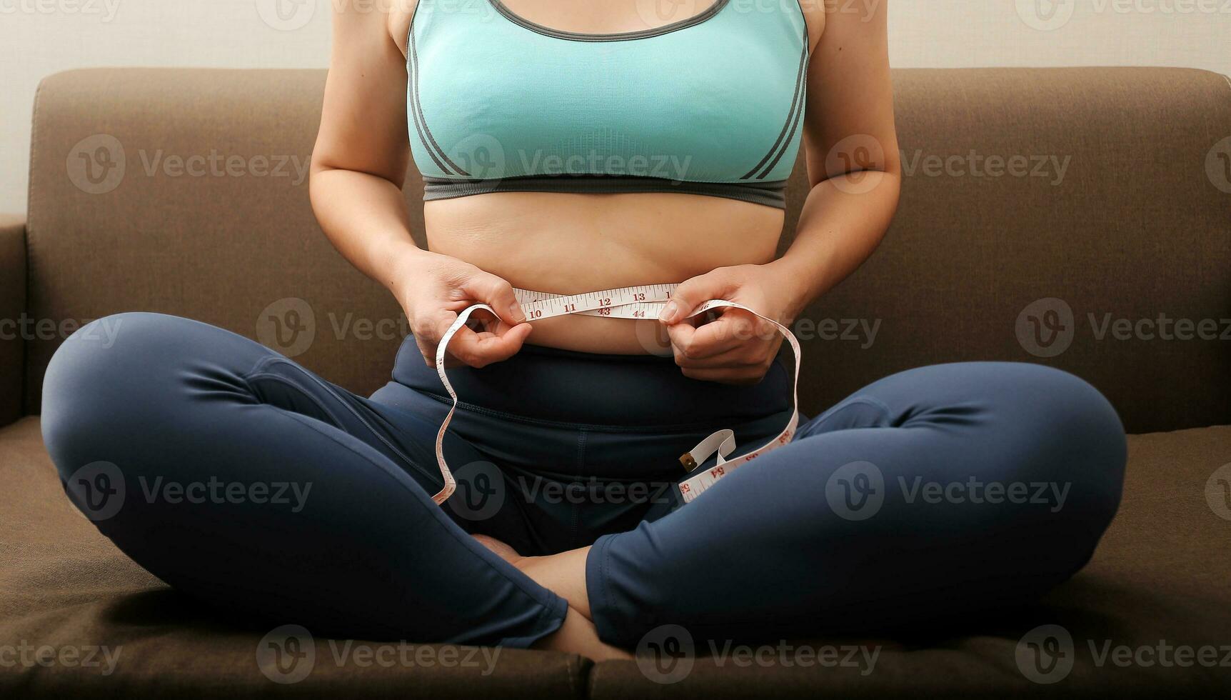Women body fat belly. Obese woman hand holding excessive belly fat. diet lifestyle concept to reduce belly and shape up healthy stomach muscle. photo
