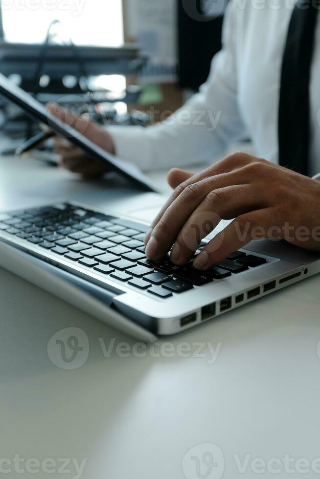 Team of business people are meeting to analyze data for marketing plan,Market research reports and income statistics, Financial and Accounting concept. photo