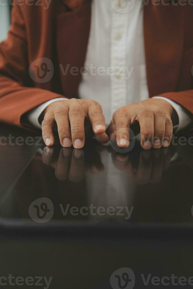 Team of business people working together in the meeting room office, teamwork background charts and graphs banner, double exposure successful teamwork,business planning concept. photo