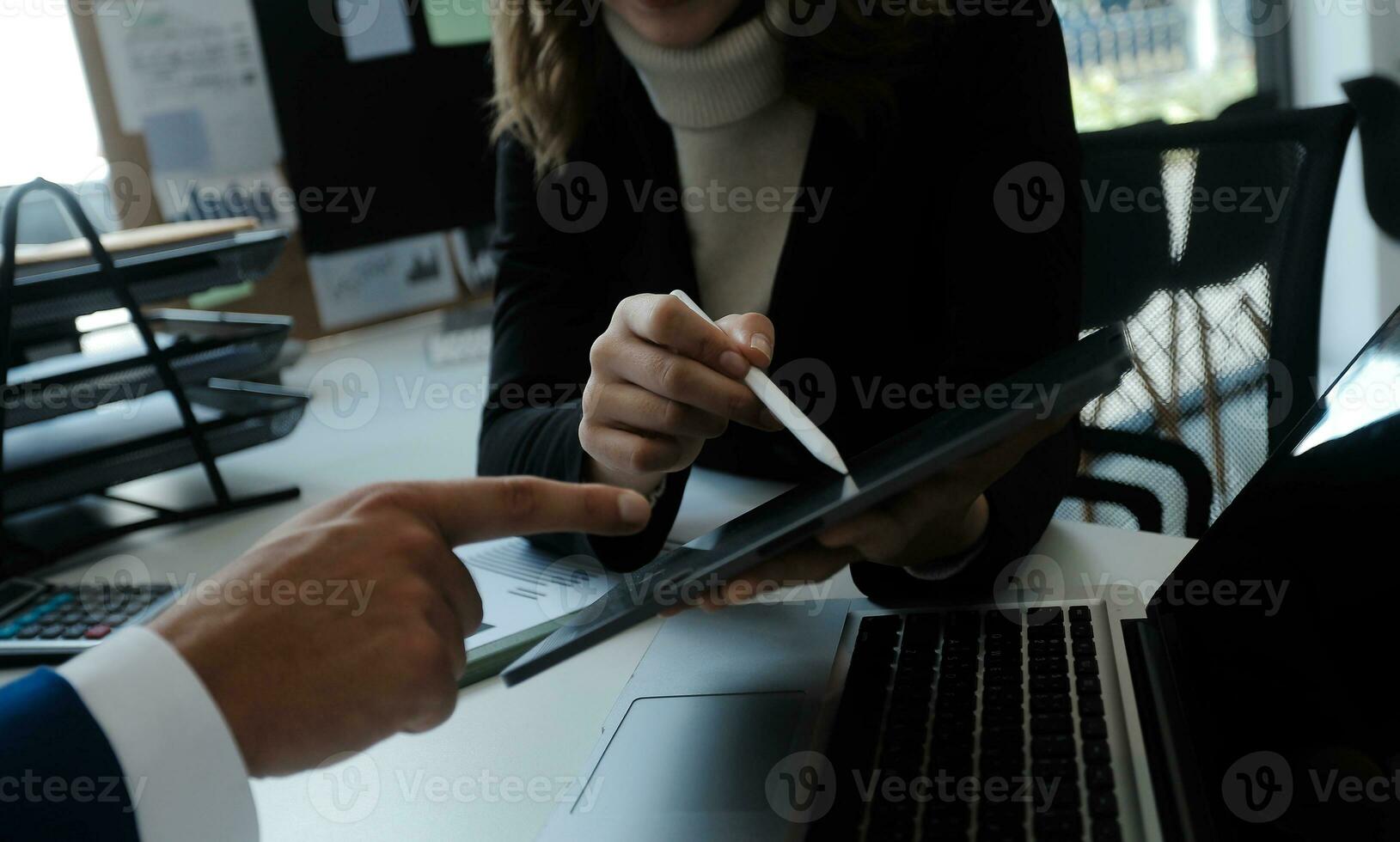 Team of business people are meeting to analyze data for marketing plan,Market research reports and income statistics, Financial and Accounting concept. photo