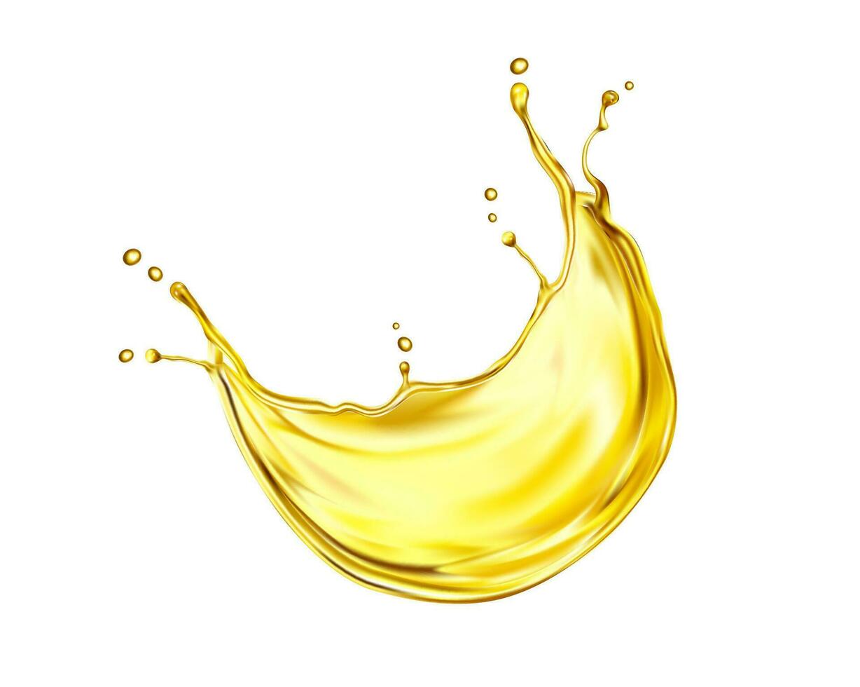 Oil or juice swirl splash with yellow gold drops vector
