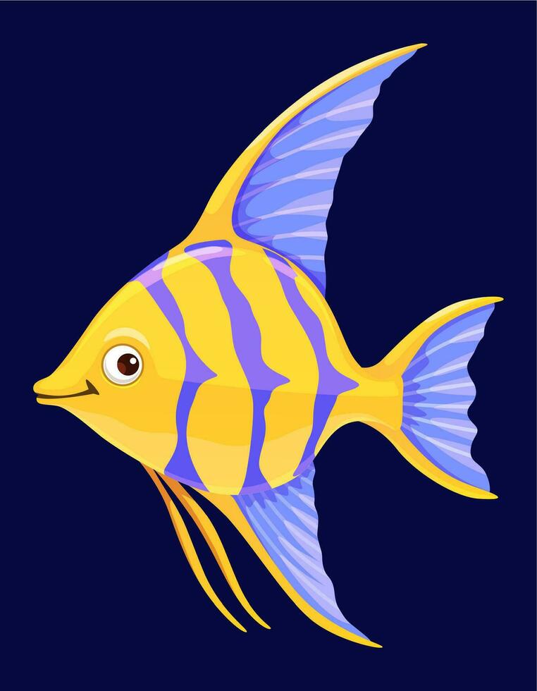 Cartoon angelfish aquarium fish funny character vector