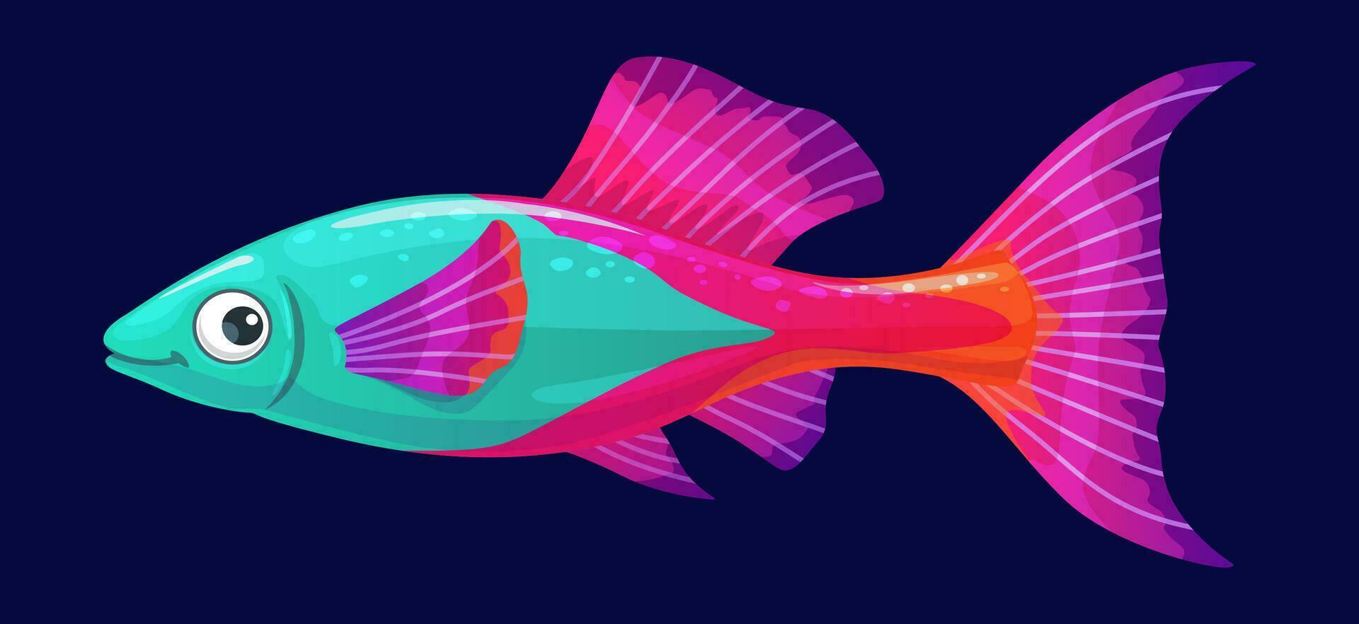 dibujos animados pez, linda acuario pescado con neón color vector