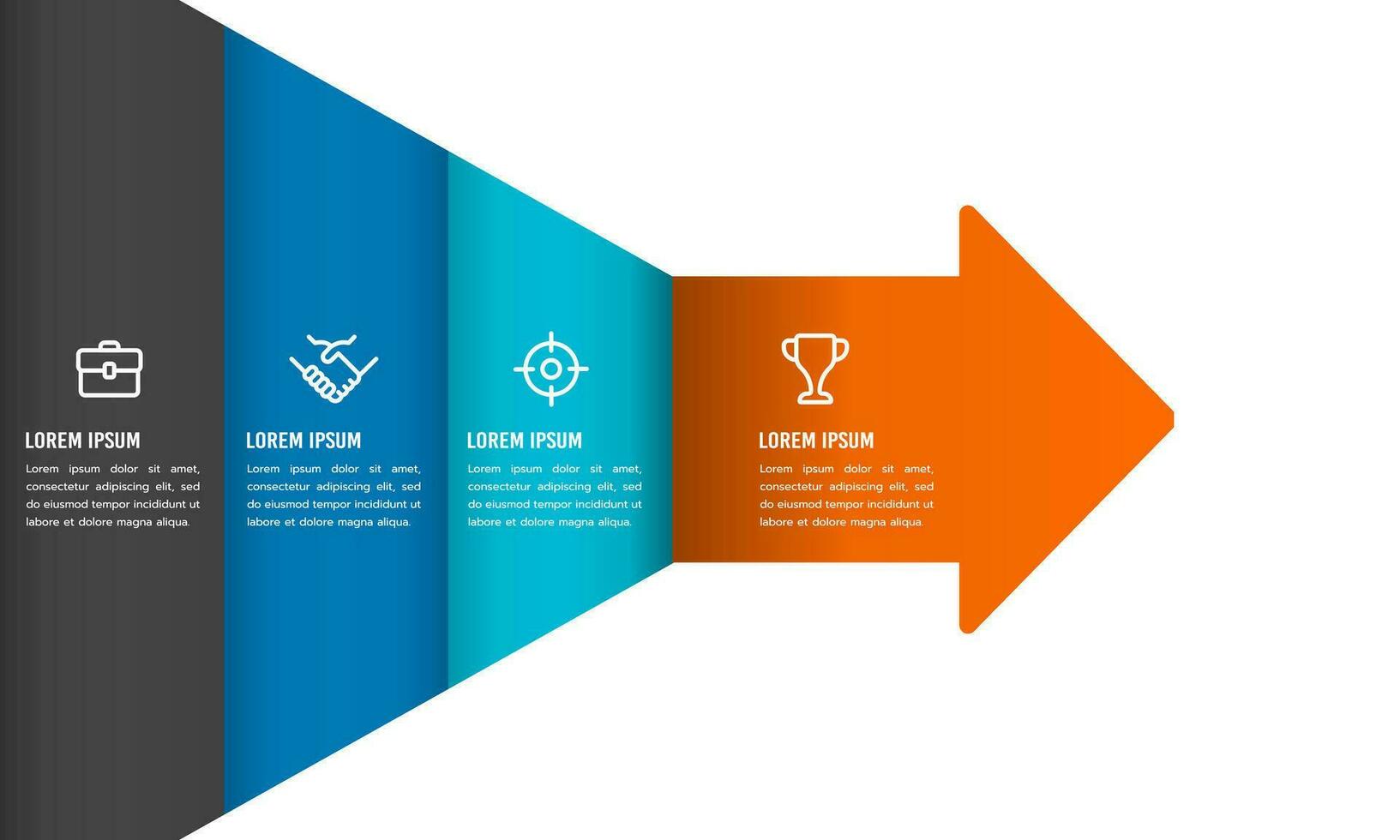 Infographic business presentation 4 steps to the goal. Infographic Arrows. Strategy, Marketing, Report. Vector illustration.