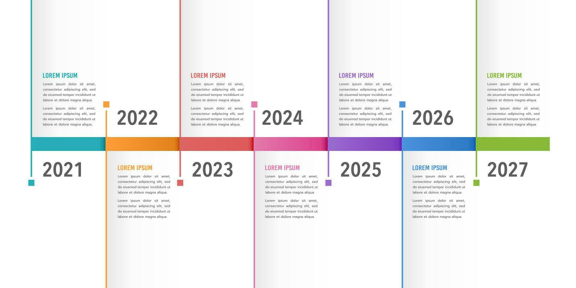Business timeline 7 years. Infographic design template for business. Milestone, Anniversary, Planning, and Roadmap. Vector illustration.