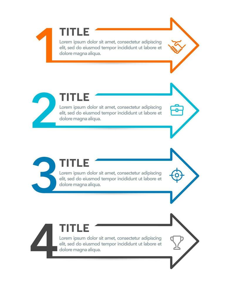 4 process arrow lines infographic design template. Business presentation. Vector illustration.