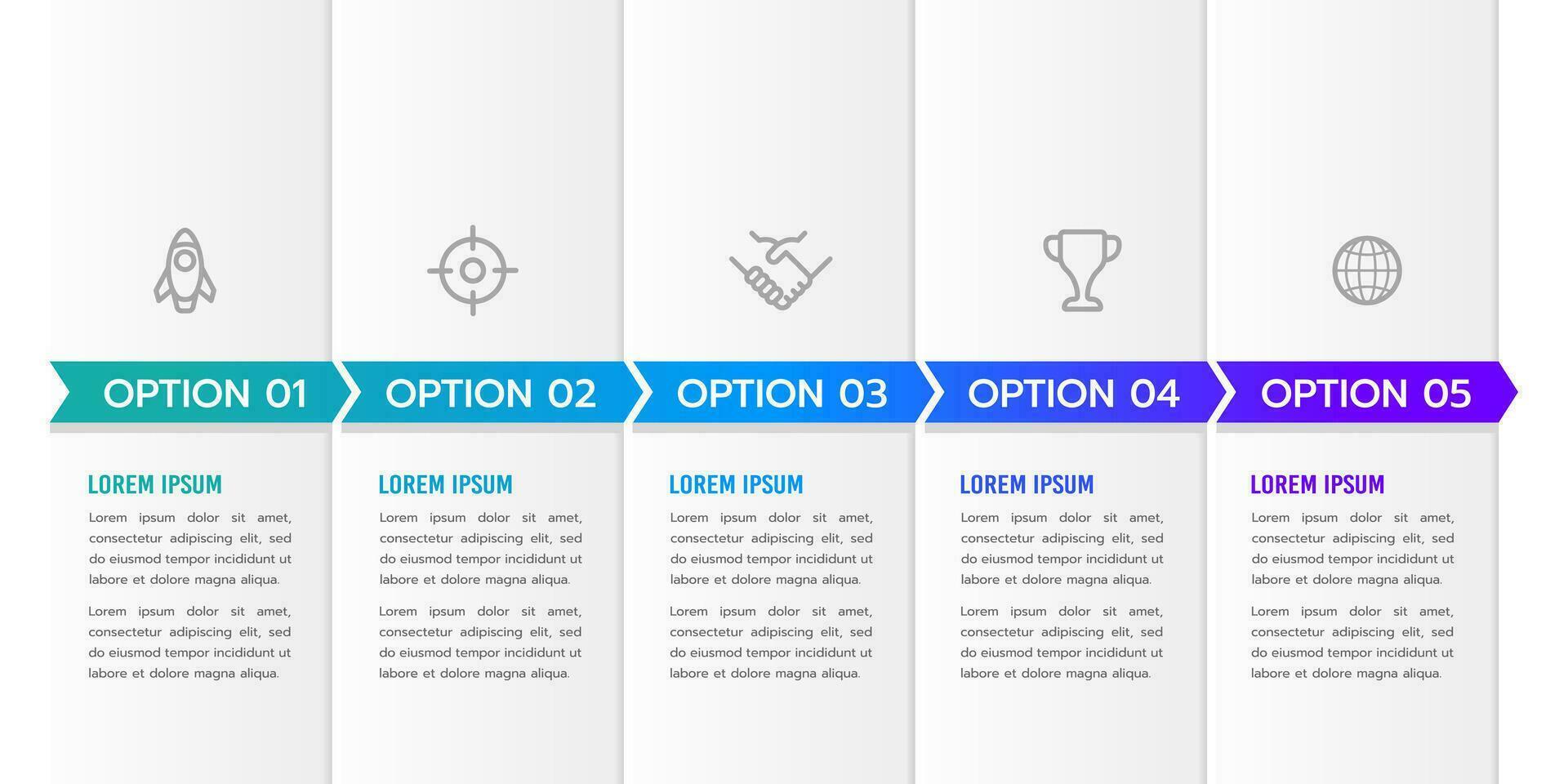 5 options Infographic design template for business. Milestone, Anniversary, Planning, and Roadmap. Vector illustration.