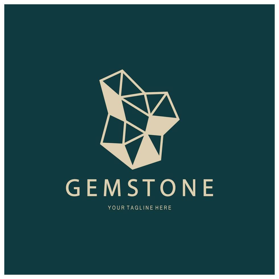 Luxury Polygon Diamond Crystal Line Art,Gem,Gemstone Emerald,Jade,Diamond, Gold, and Precious Jewelry Logo Design vector