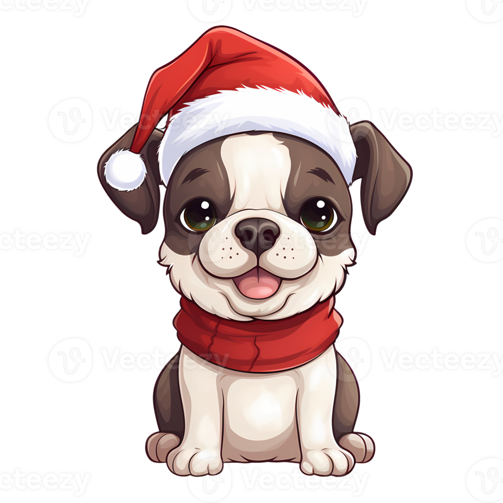Cute French Bulldog Christmas Clipart Illustration AI Generative