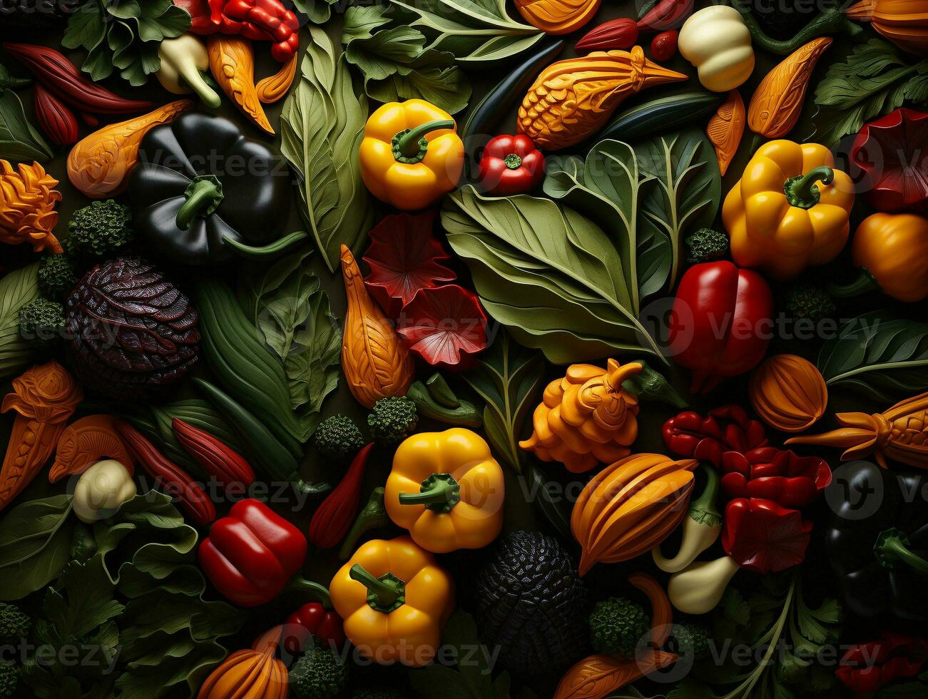 Ai Generated Vegetables pattern background photo