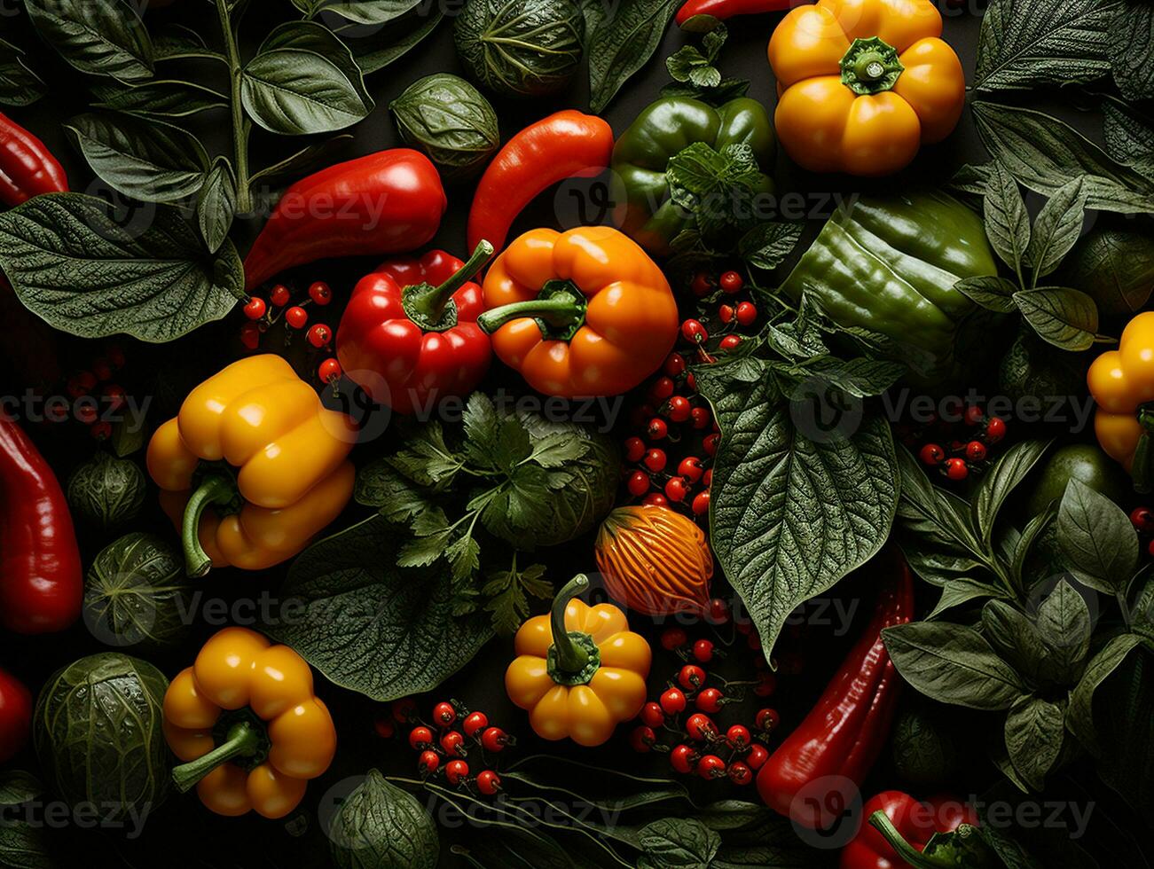Ai Generated Vegetables pattern background photo