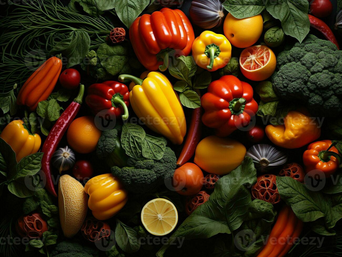 Ai Generated Vegetables pattern background photo