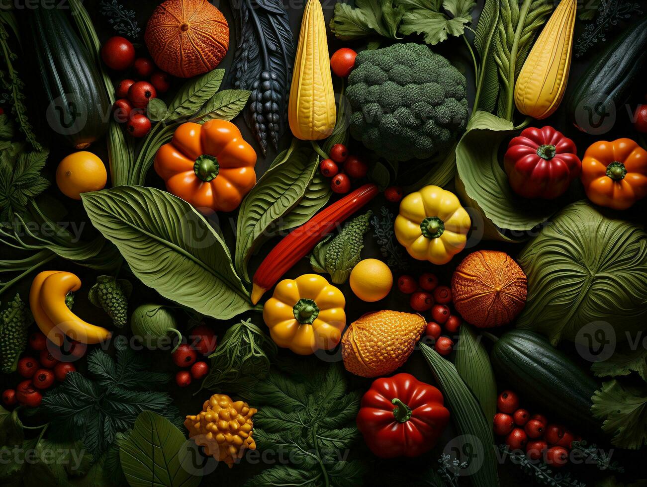 Ai Generated Vegetables pattern background photo