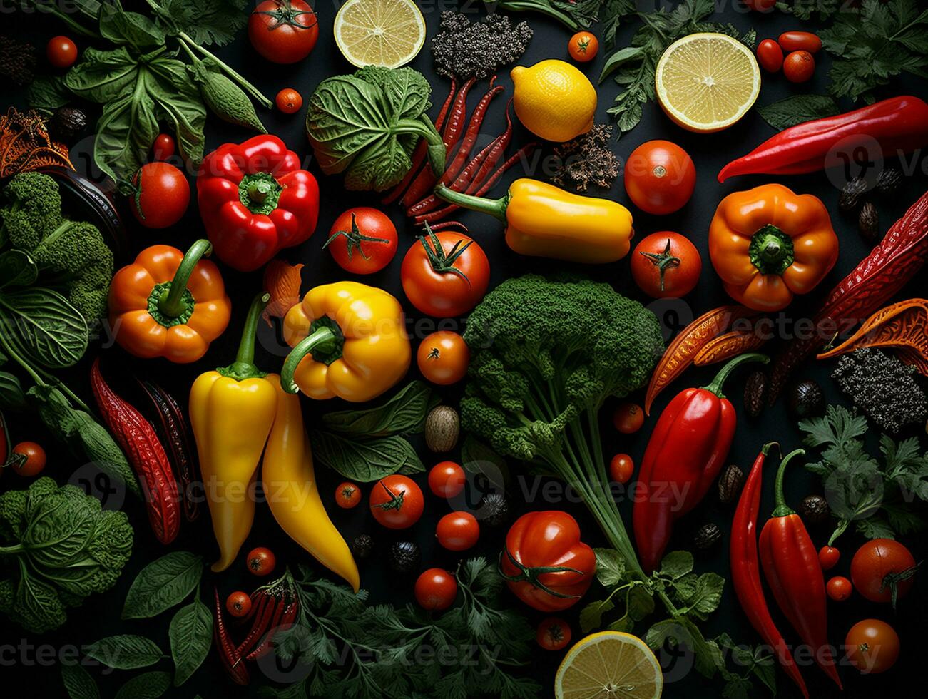 Ai Generated Vegetables pattern background photo