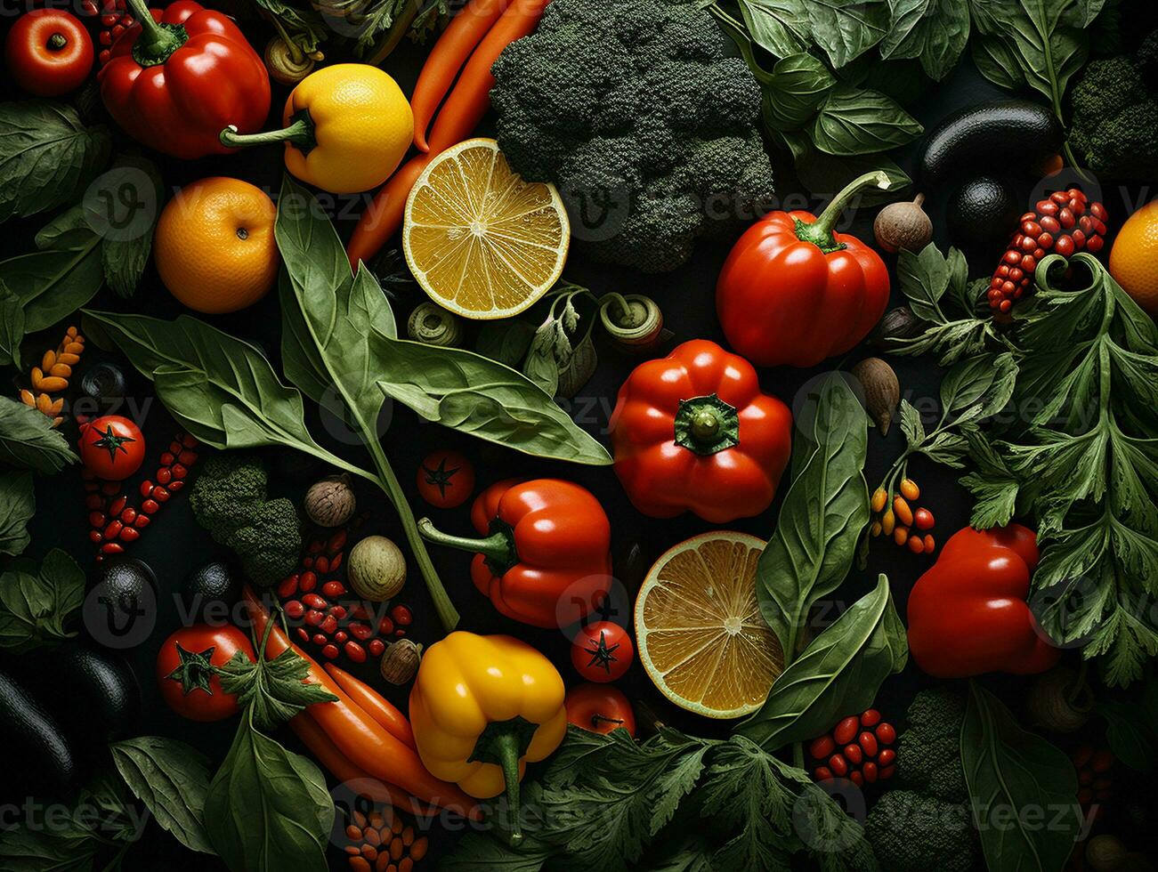 Ai Generated Vegetables pattern background photo