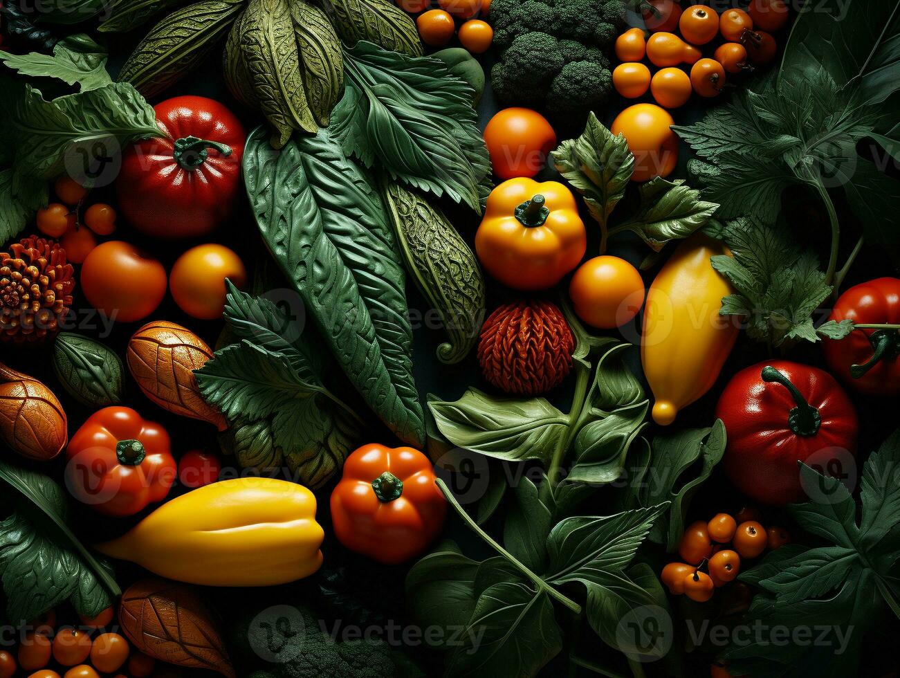 Ai Generated Vegetables pattern background photo