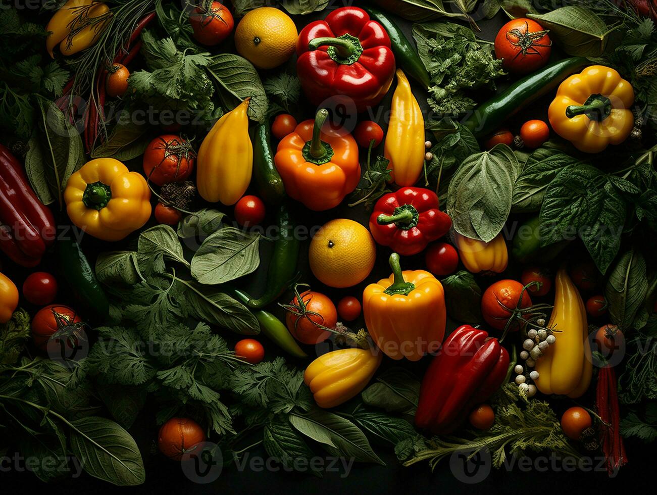 Ai Generated Vegetables pattern background photo