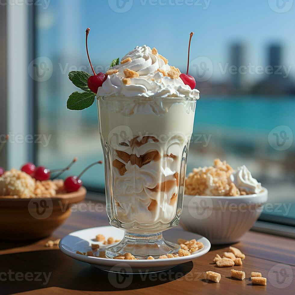 Ai Generated Summer drink cold milkshake photo