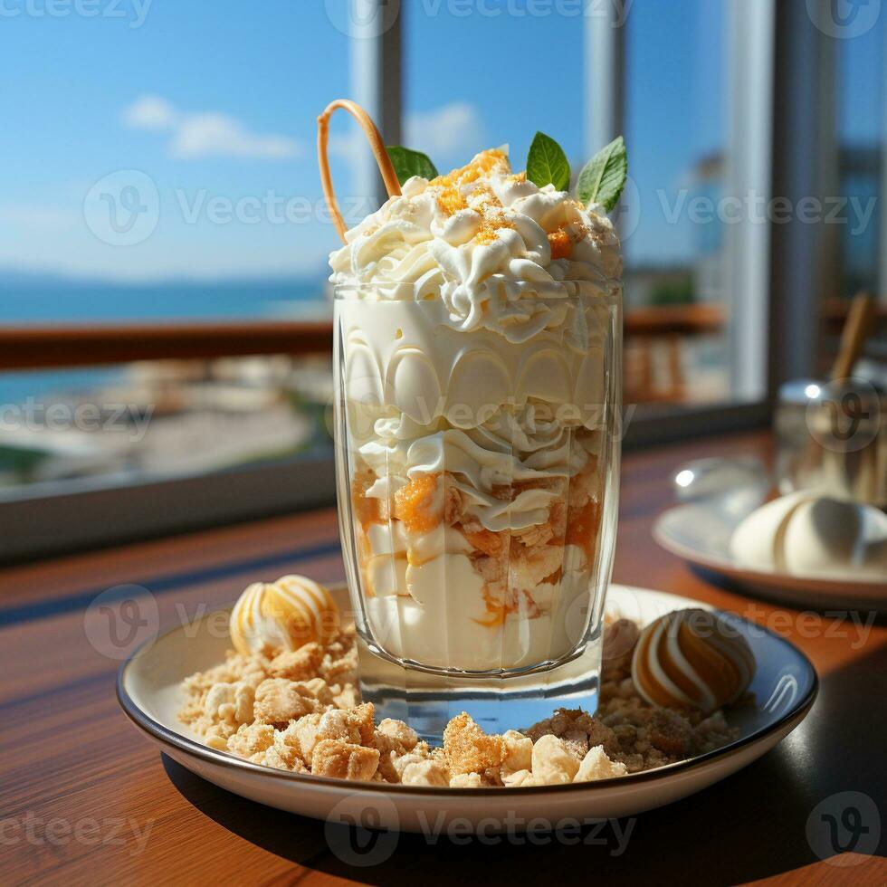 Ai Generated Summer drink cold milkshake photo