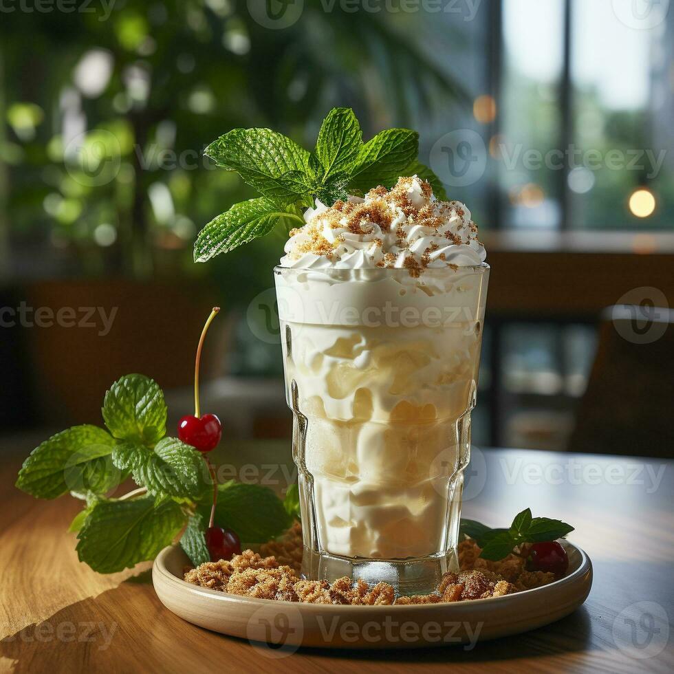 Ai Generated Summer drink cold milkshake photo