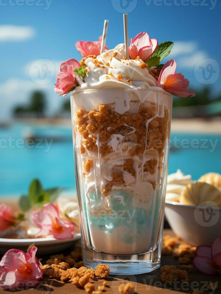 Ai Generated Summer drink cold milkshake photo