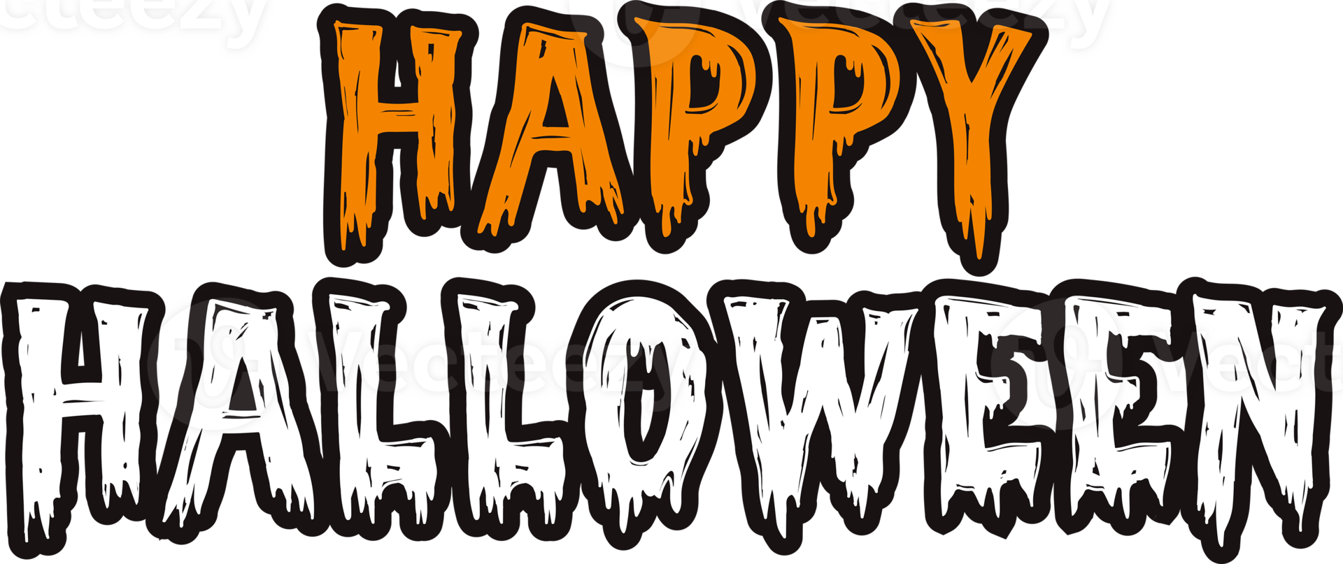 Happy Halloween horror text styling, PNG file no background