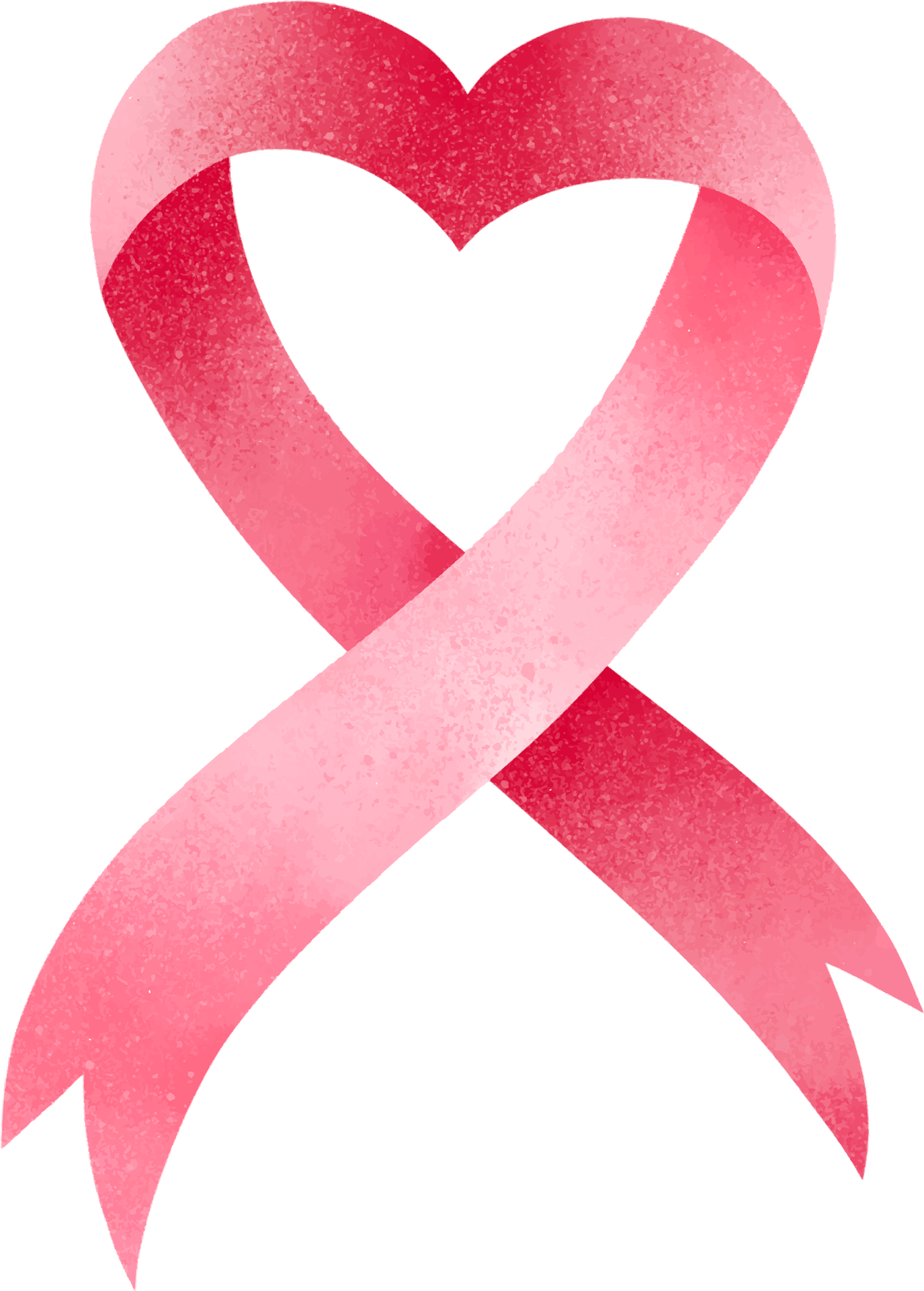 Pink ribbon breast cancer awareness symbol in heart shape, PNG