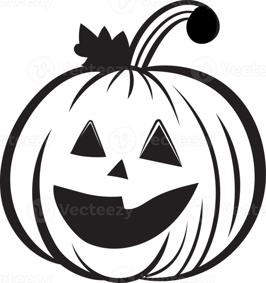 Jack o lantern pumpkin outline Halloween decoration element, PNG file no background