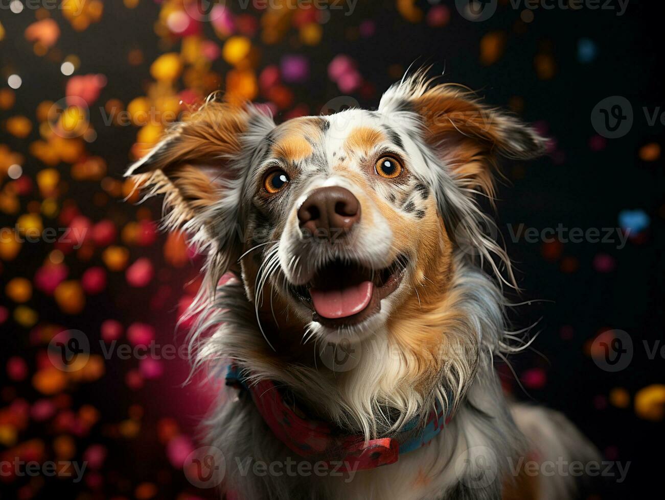 Ai Generated Cute dog with colorful background photo