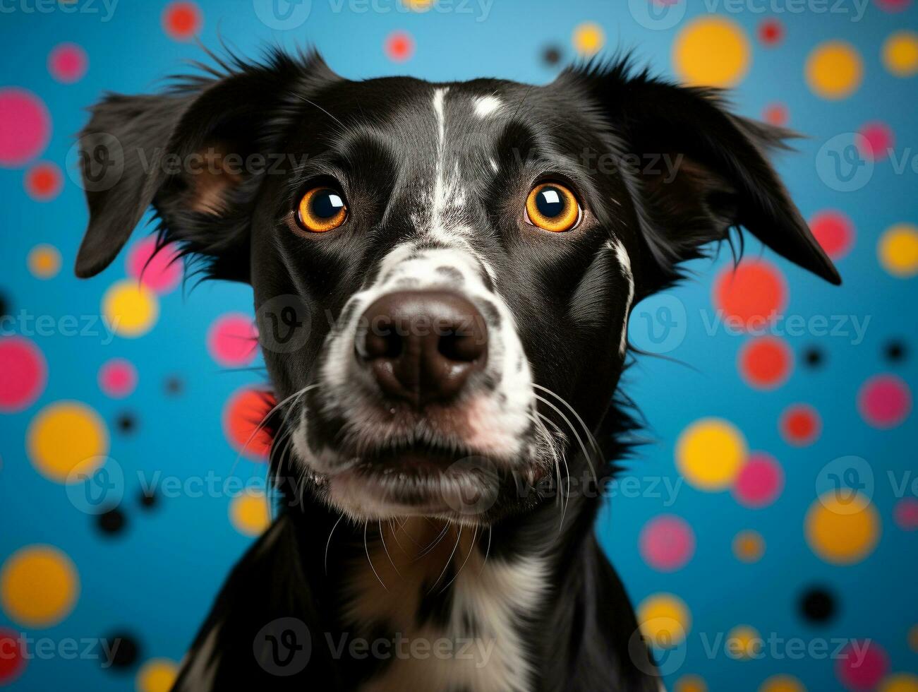 Ai Generated Cute dog with colorful background photo