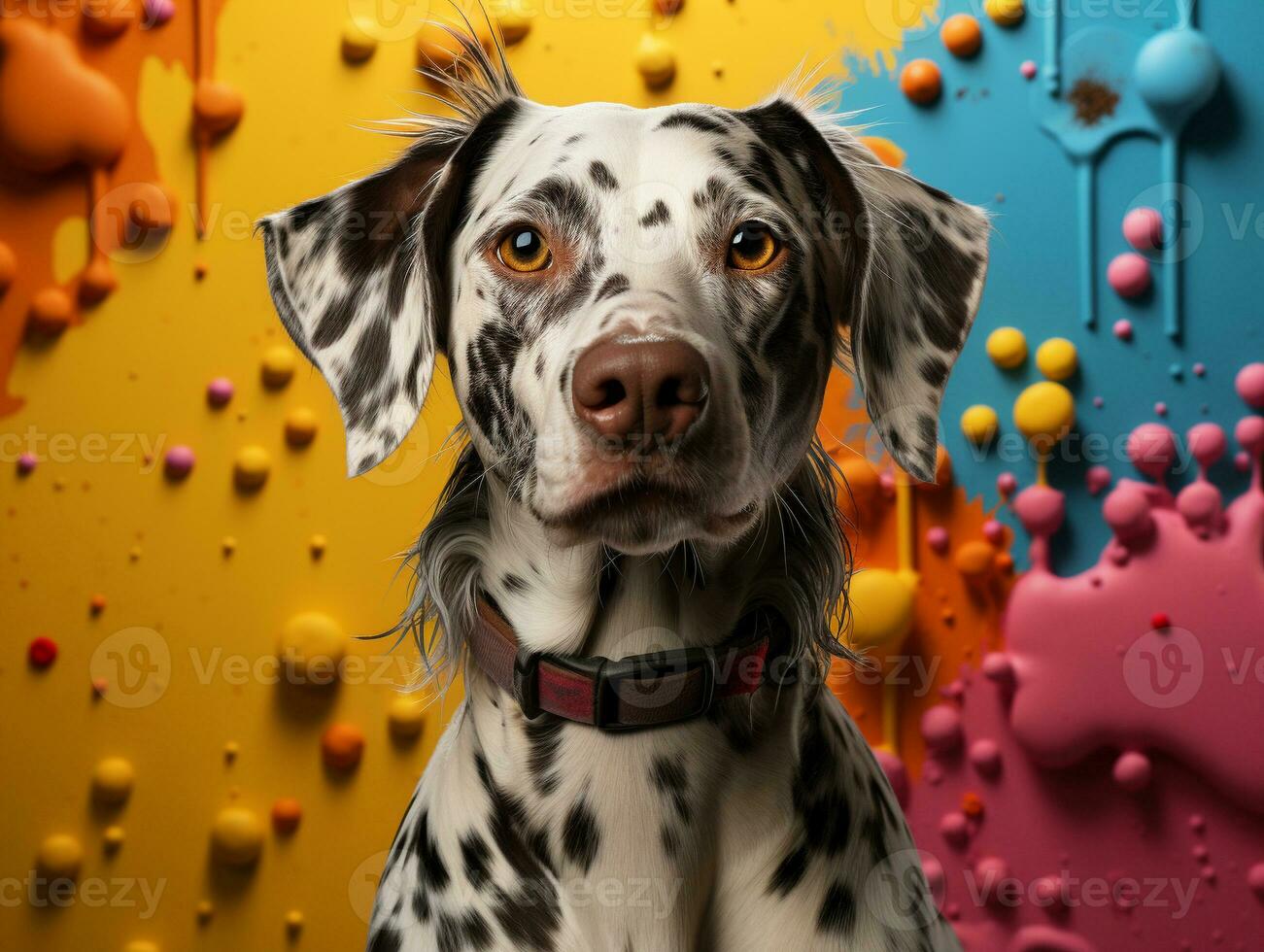 Ai Generated Cute dog with colorful background photo