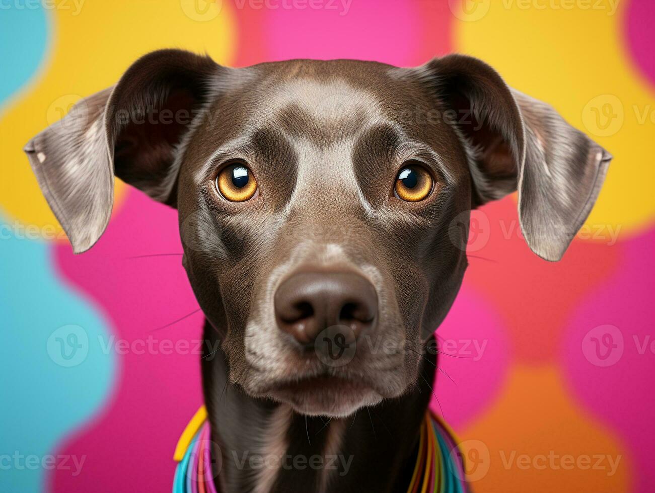 Ai Generated Cute dog with colorful background photo